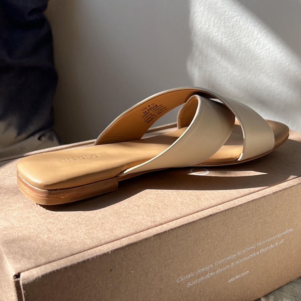 New NISOLO Leather Catalina Slides in Bone - Picture 3 of 4